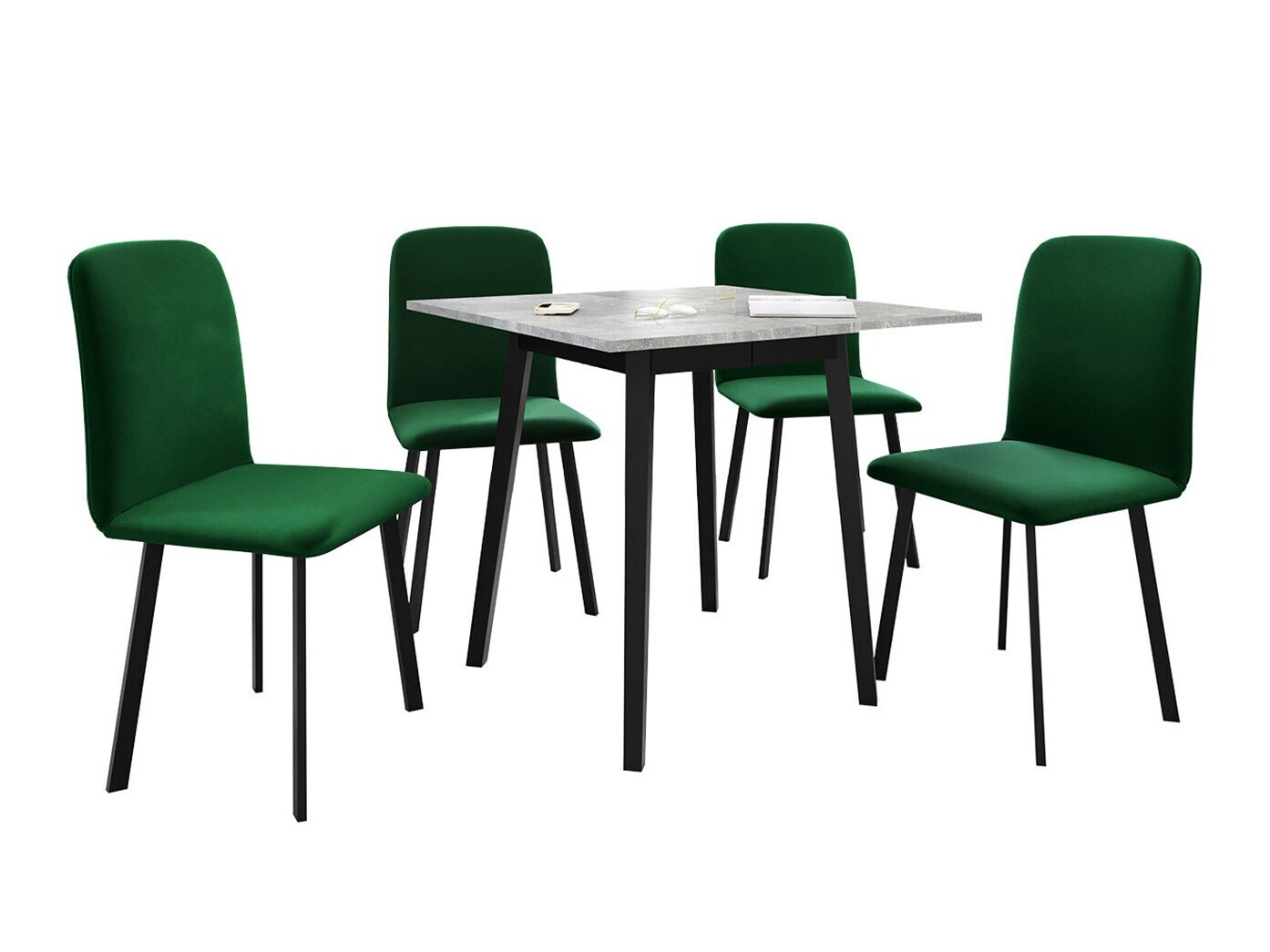 Маса и столове за трапезария Edmond 116 (Сив мрамор + Черен)