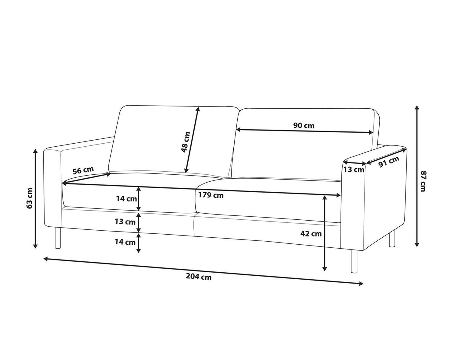 Диван Berwyn 764 (Черен)