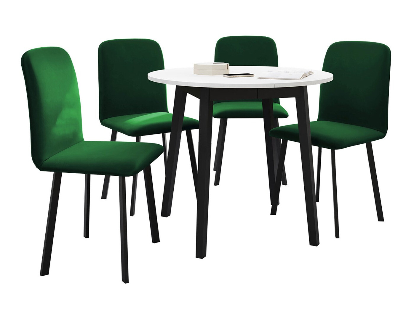 Маса и столове за трапезария Edmond 119 (Бял + Черен)