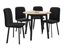 Маса и столове за трапезария Edmond 119 (Занаятчийски златен дъб + Черен)