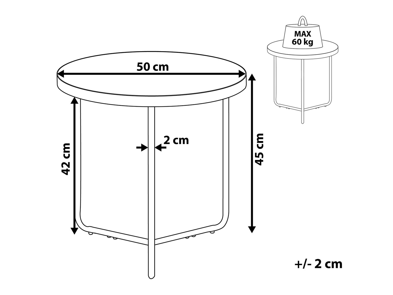 Помощна масичка Berwyn 780 (Сив + Черен)