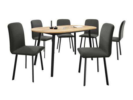 Маса и столове за трапезария Edmond 121 (Занаятчийски златен дъб + Черен)