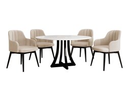 Маса и столове за трапезария Racine 128 (Бял гланц + Черен гланц)
