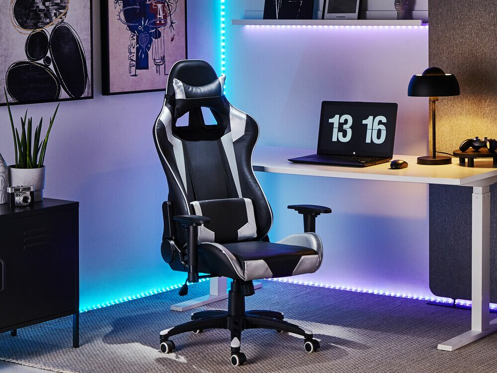 Геймърски стол Berwyn 820 (Черен + Сребро)