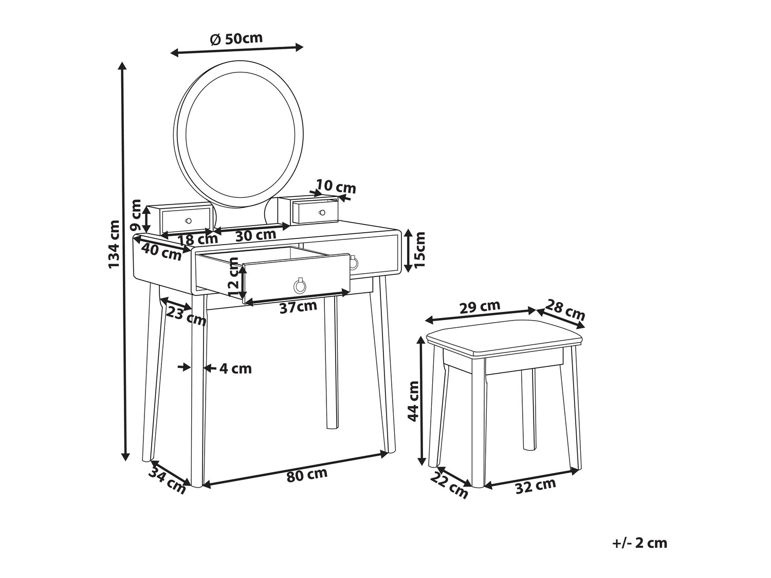 Тоалетка Berwyn 830 (Зелен + Златно)