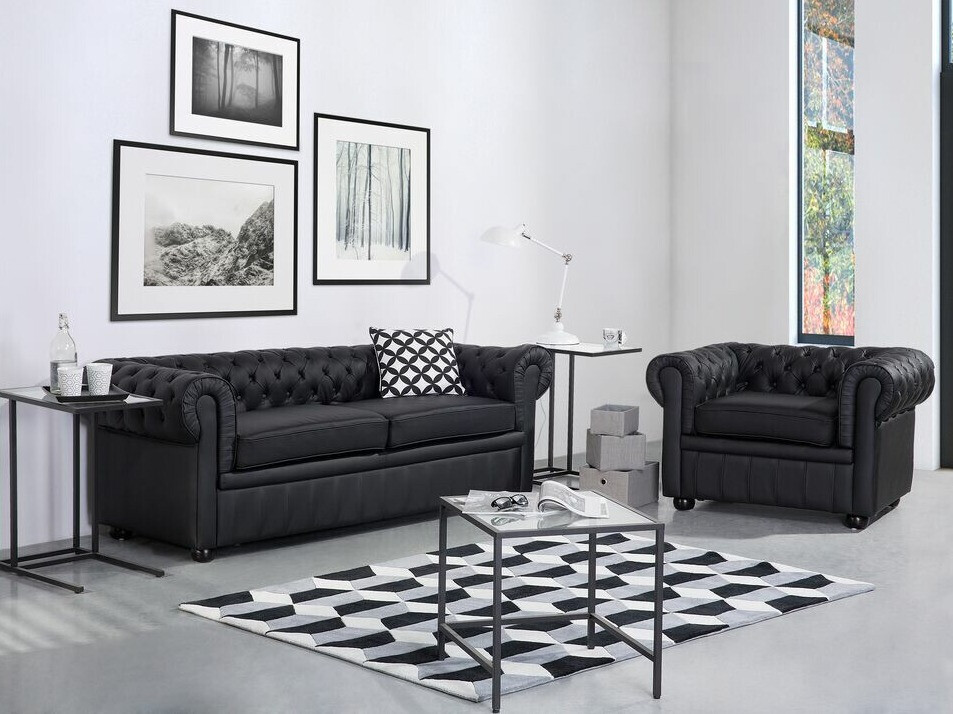 Chesterfield диван Berwyn 832 (Черен)