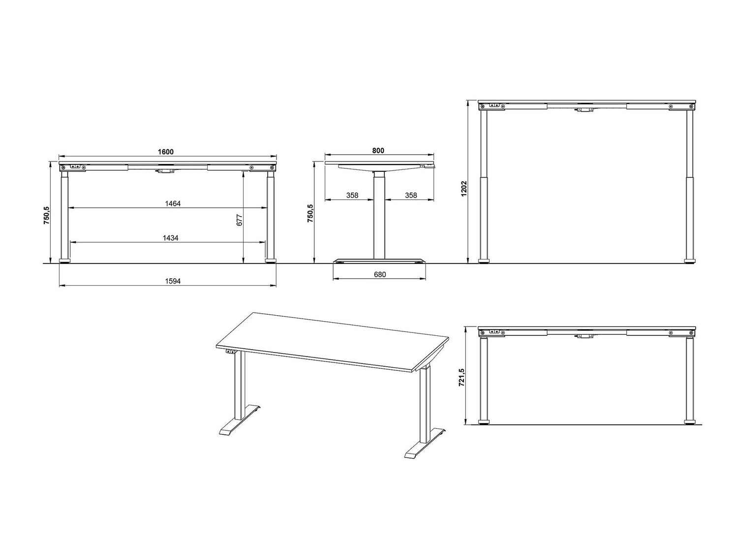 Офис бюро с регулируема височина Feltoru 113 (Бял)