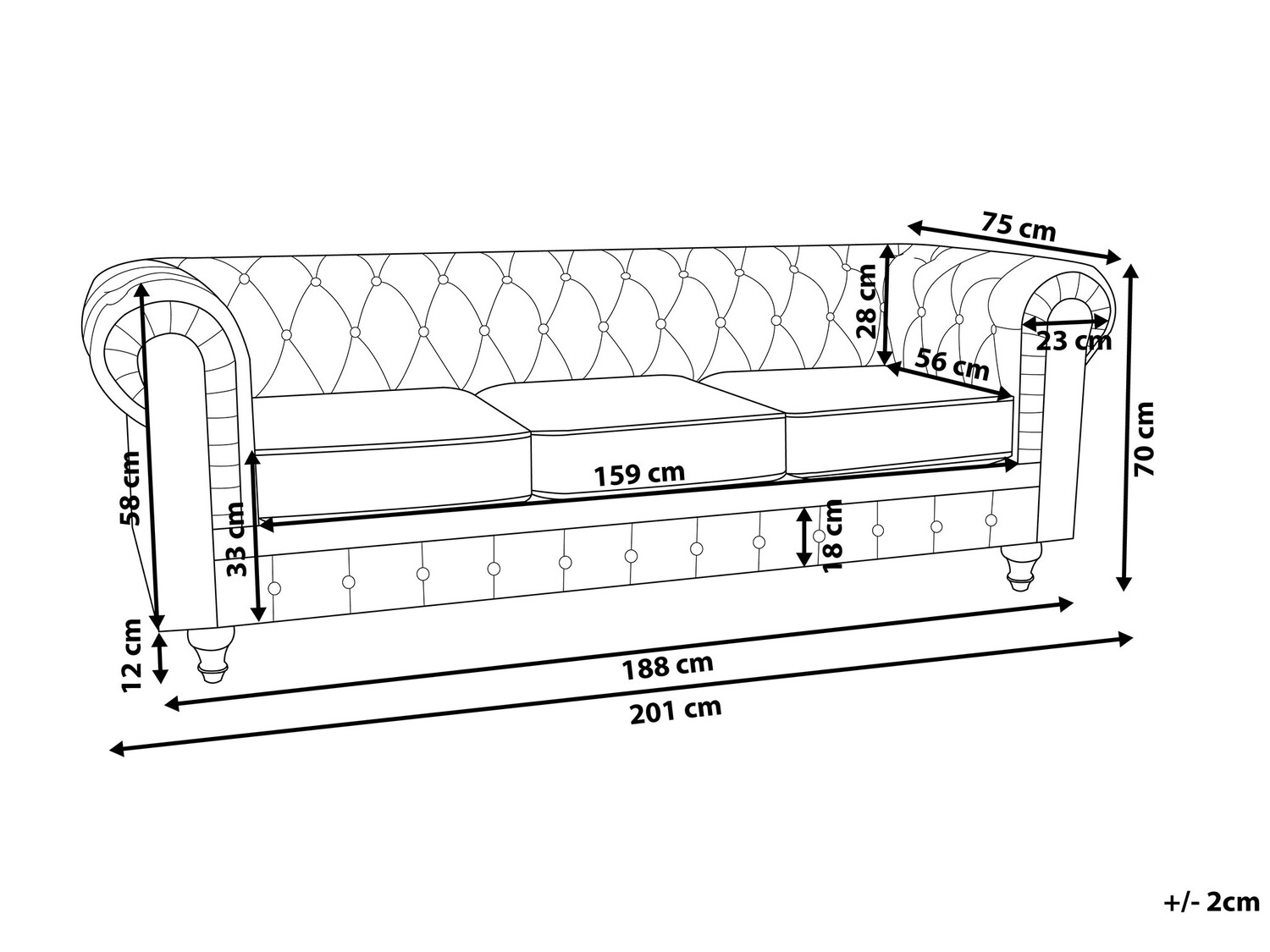 Chesterfield диван Cirdoro 101 (Син)