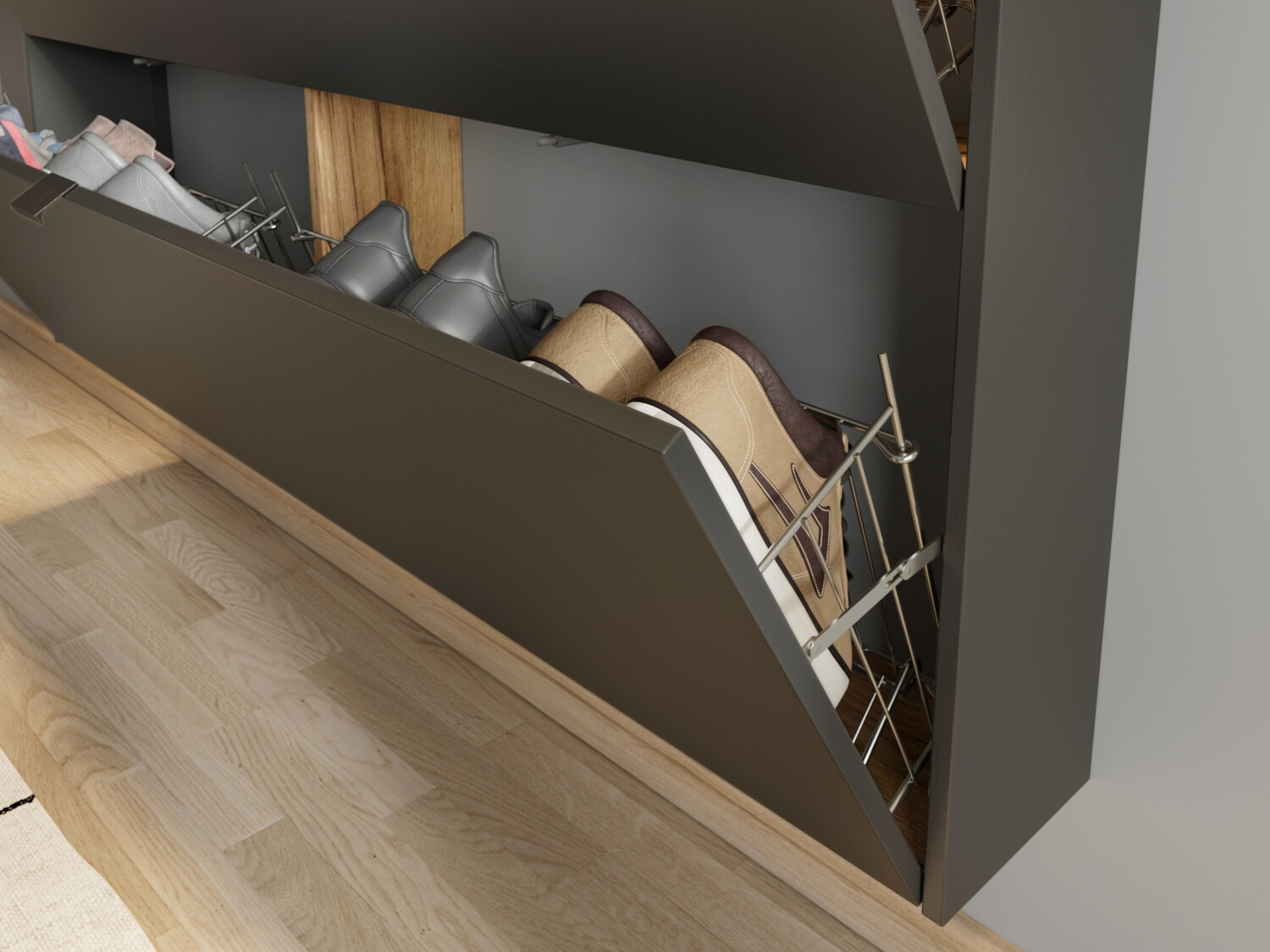 Шкаф за обувки Cirsale 108 (Графит + Navarra дъб)