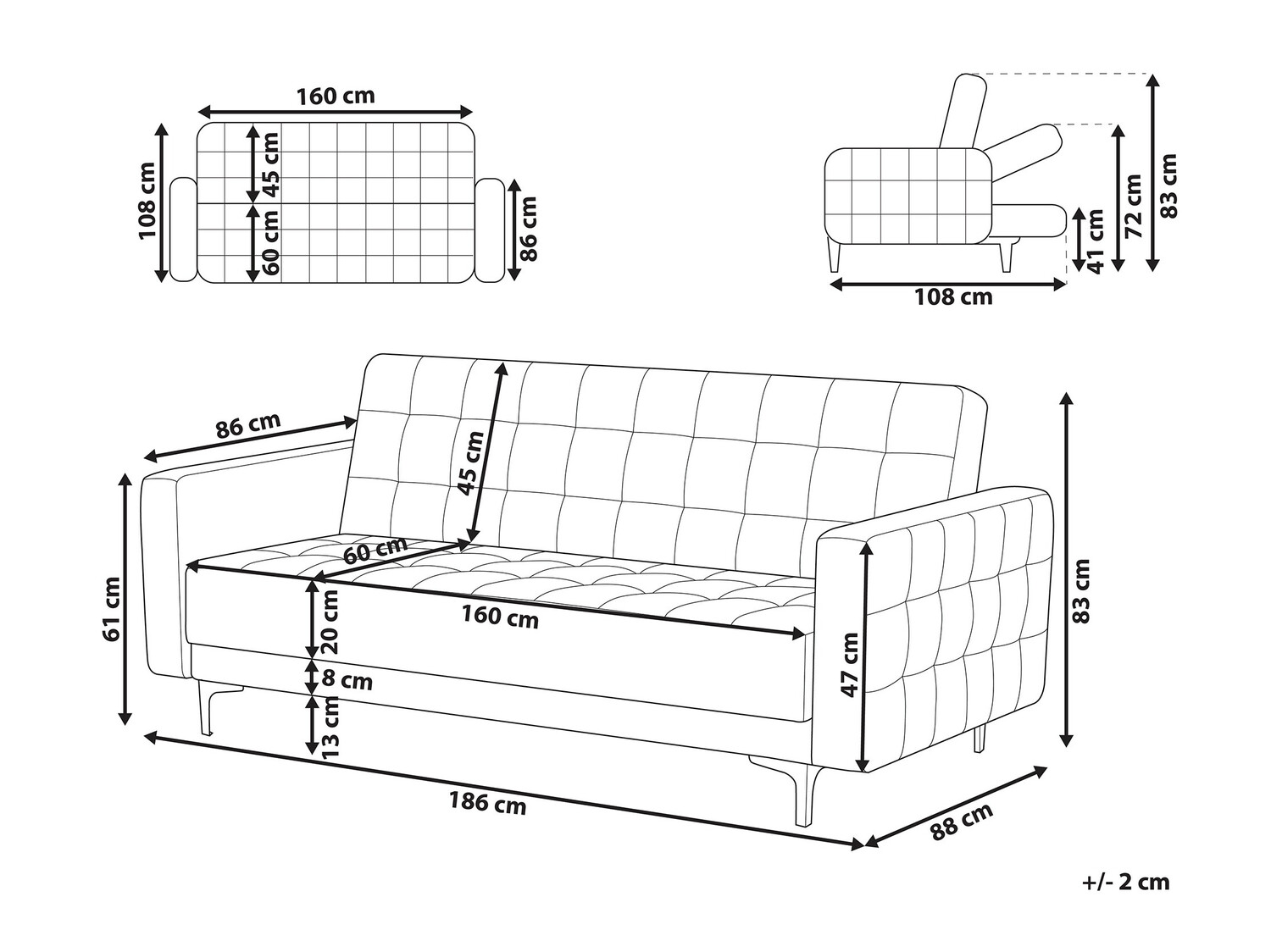 Разтегателен диван Felvena 103 (Черен)
