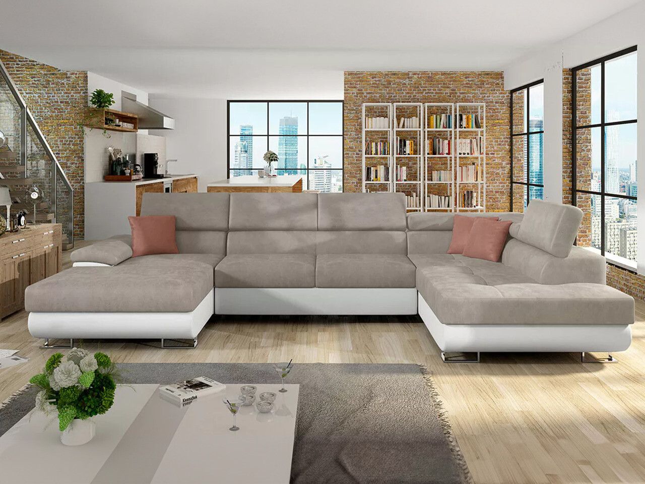 Ъглов диван Comfivo Ruta IV (Soft 017 + Uttario Velvet 2979 + Uttario Velvet 2955 St)