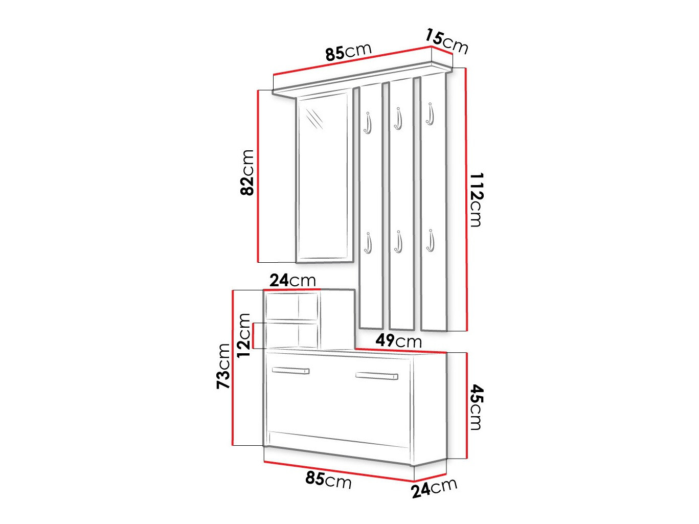Комплект за антре Candum (Сонома дъб)