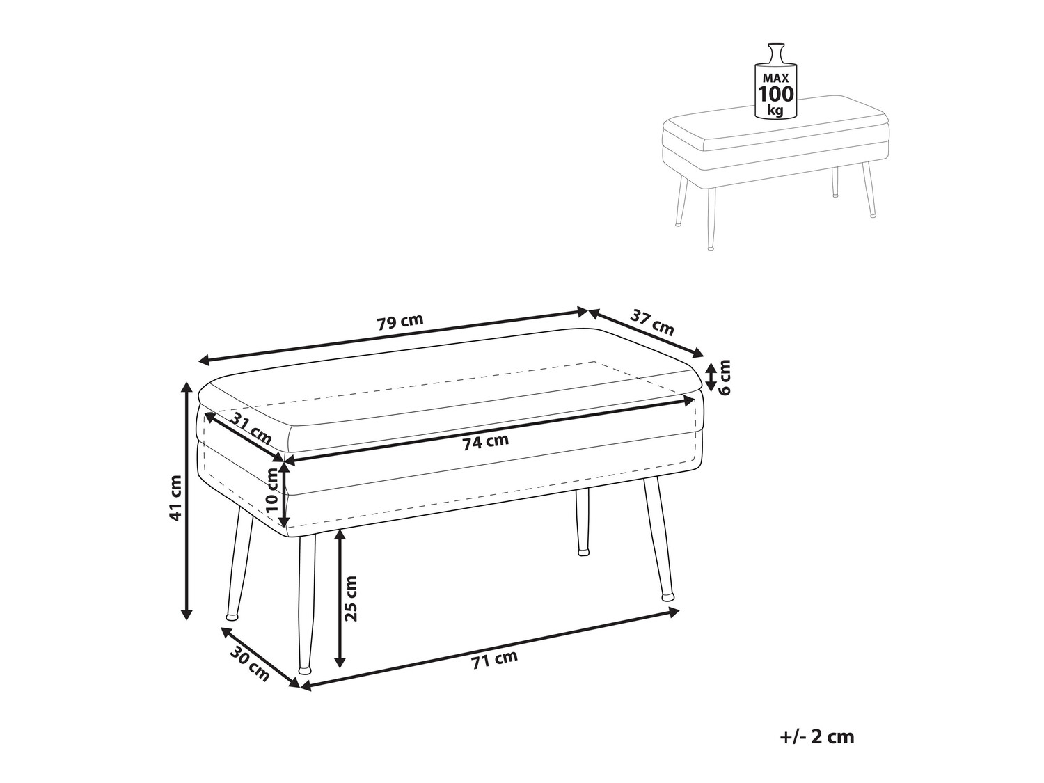 Тапицирана пейка Berwyn 863 (Сив)