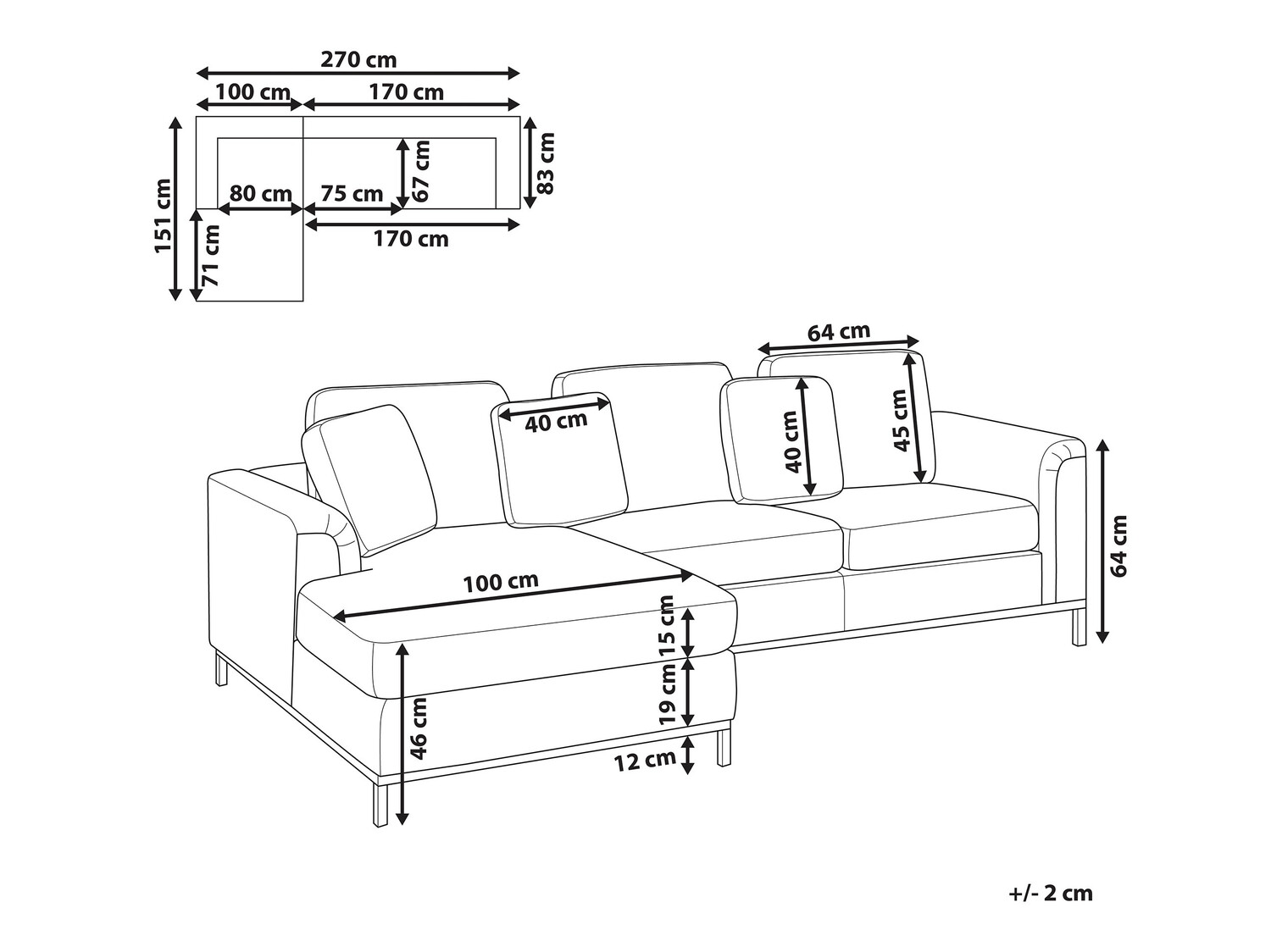 Ъглов диван Berwyn 884 (Сметана)