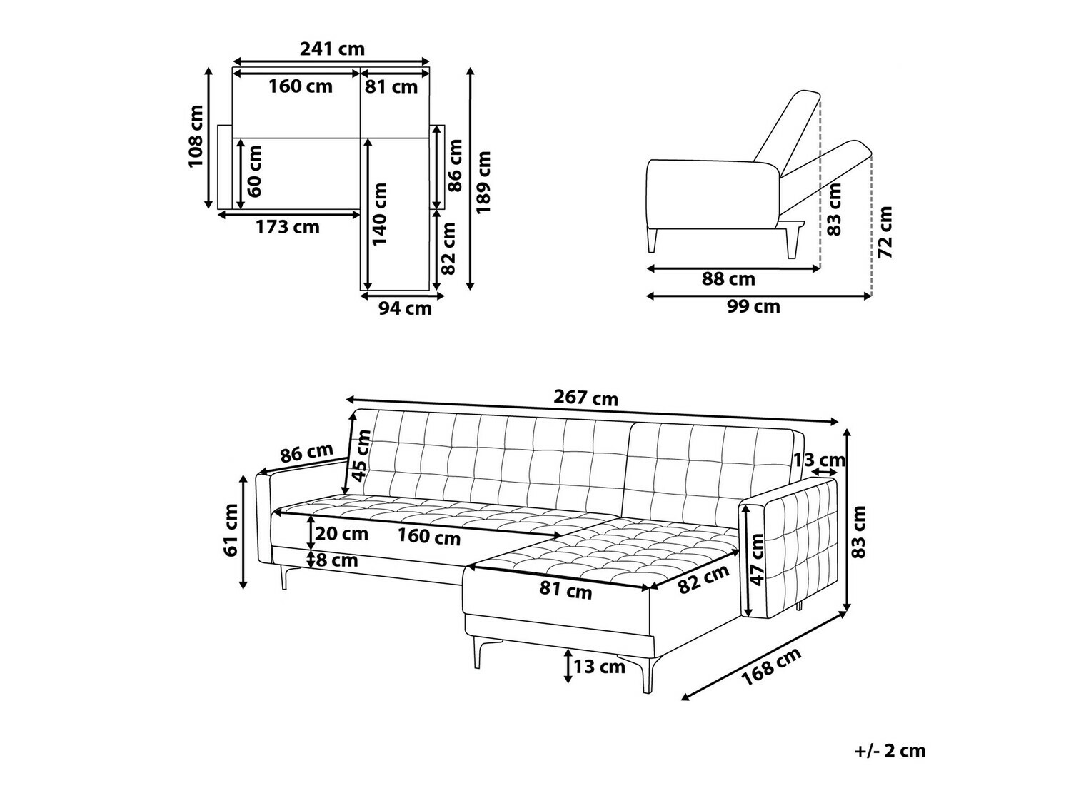 Ъглов диван Felvena 111 (Тъмно сив)