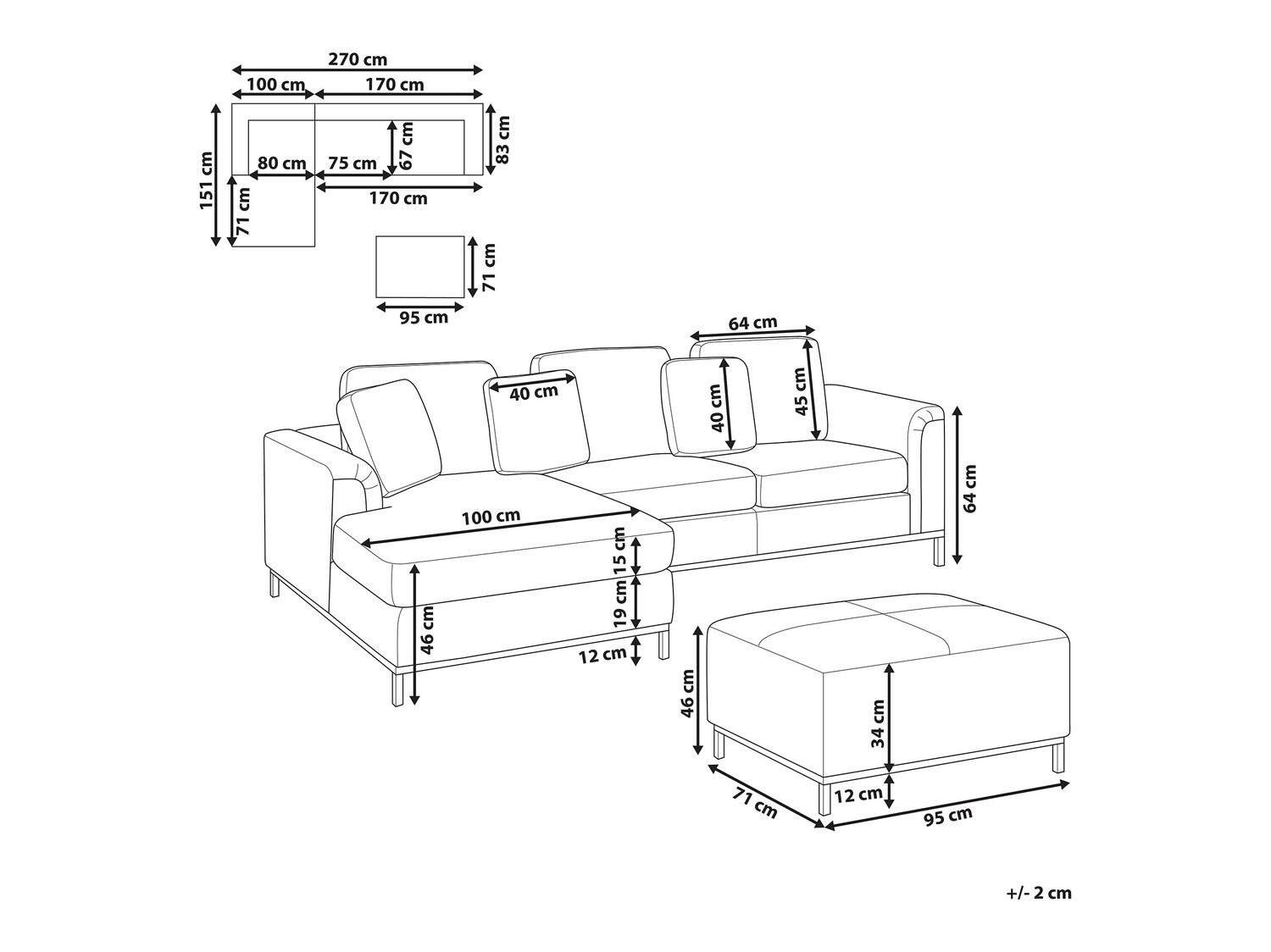 Ъглов диван Berwyn 892 (Сметана)
