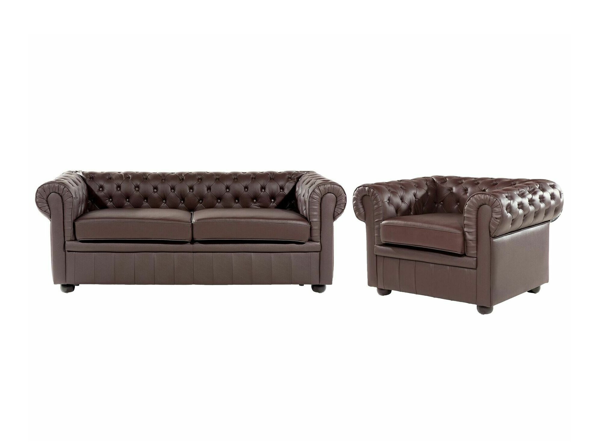 Chesterfield комплект мека мебел Cirdoro 112 (Тъмнокафяв)