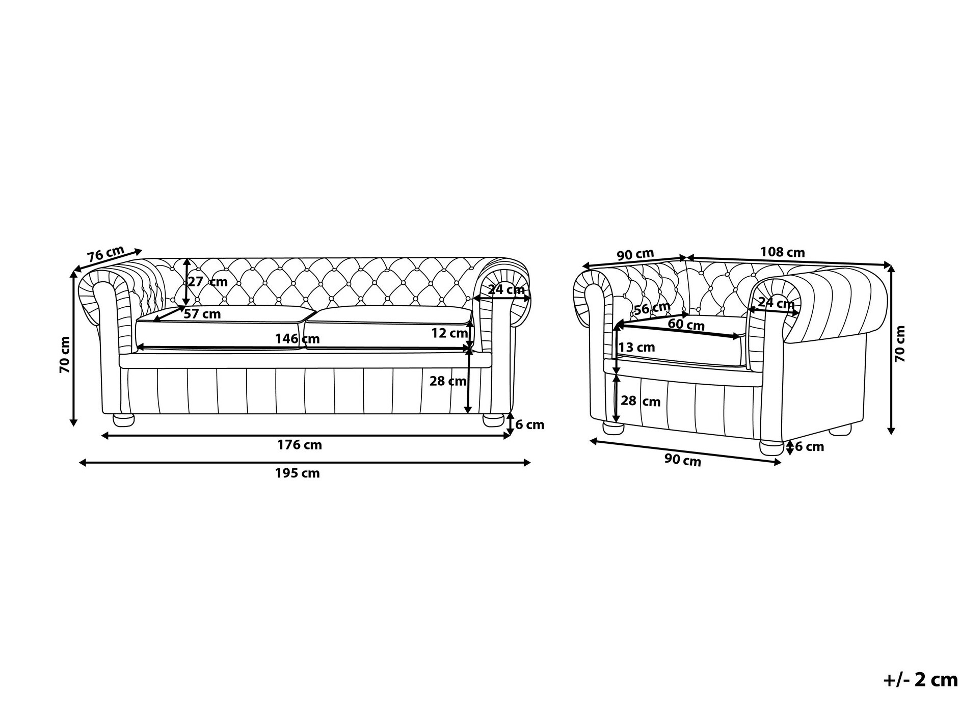 Chesterfield комплект мека мебел Cirdoro 112 (Тъмнокафяв)