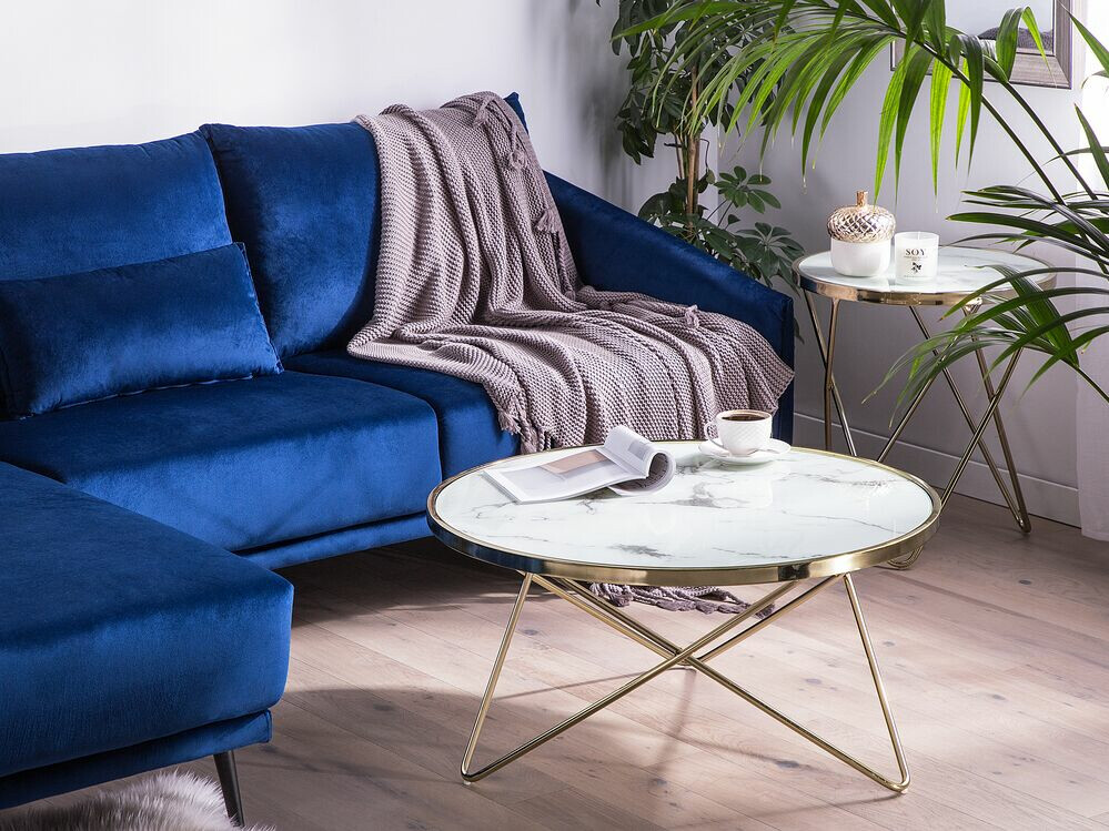 Масичка за кафе Berwyn 982 (Бял мрамор + Златно)