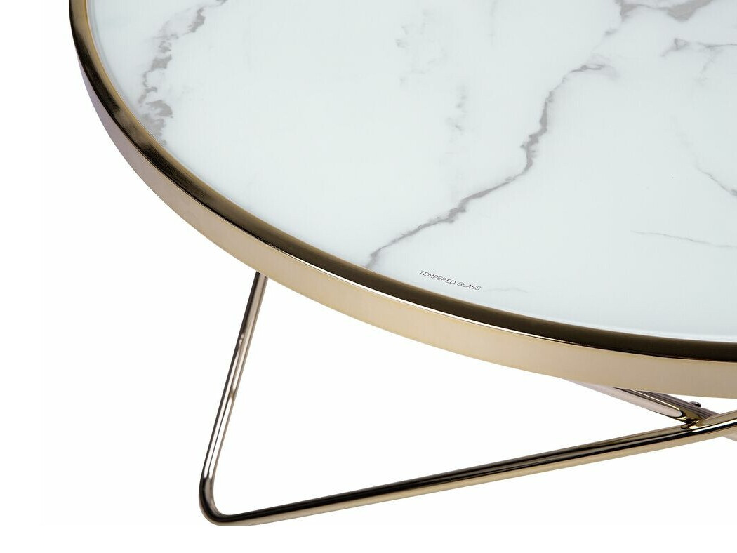 Масичка за кафе Berwyn 982 (Бял мрамор + Златно)