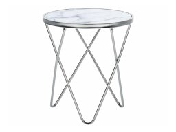 Помощна масичка Berwyn 985 (Бял мрамор + Сребро)