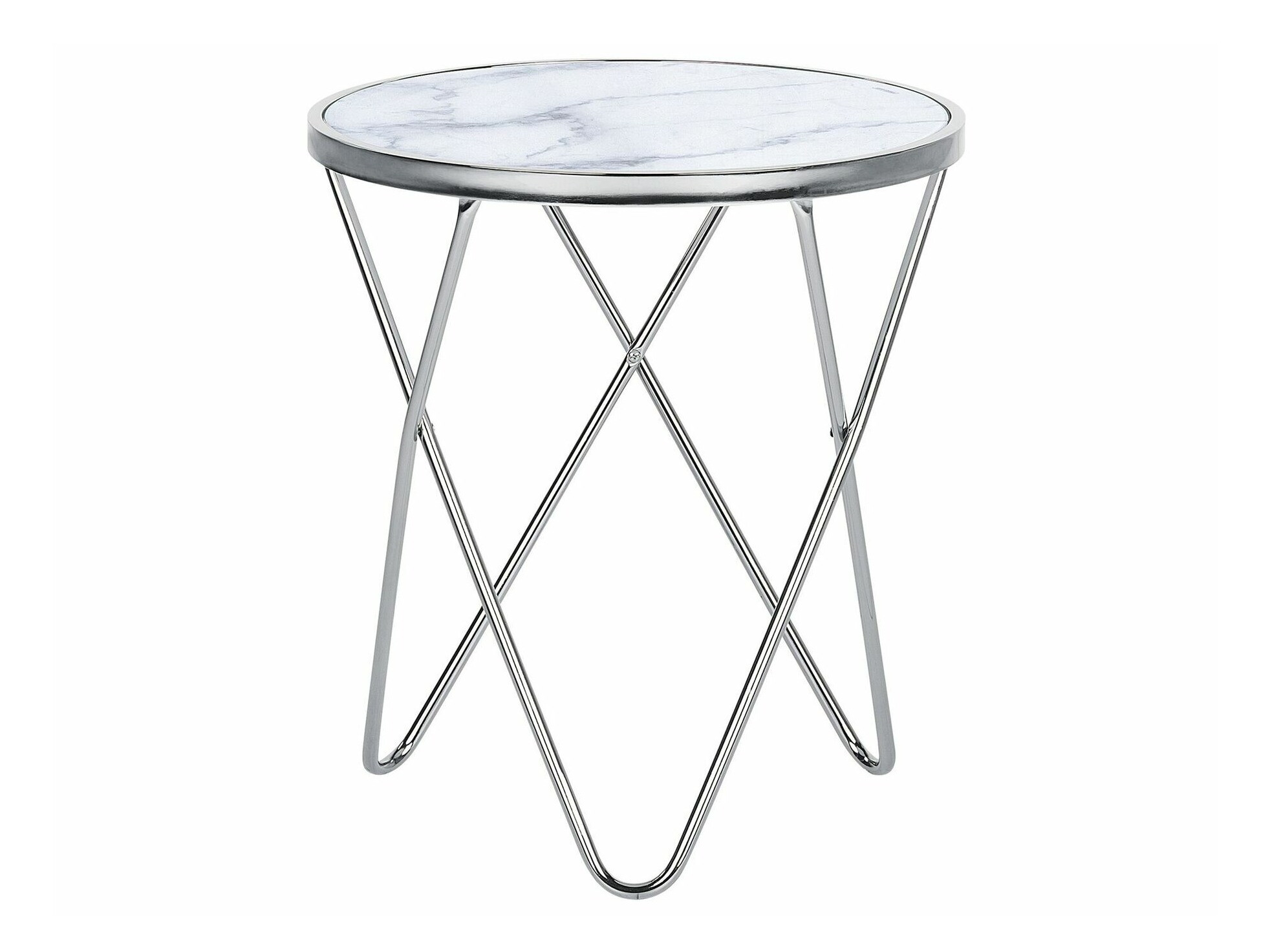 Помощна масичка Berwyn 985 (Бял мрамор + Сребро)