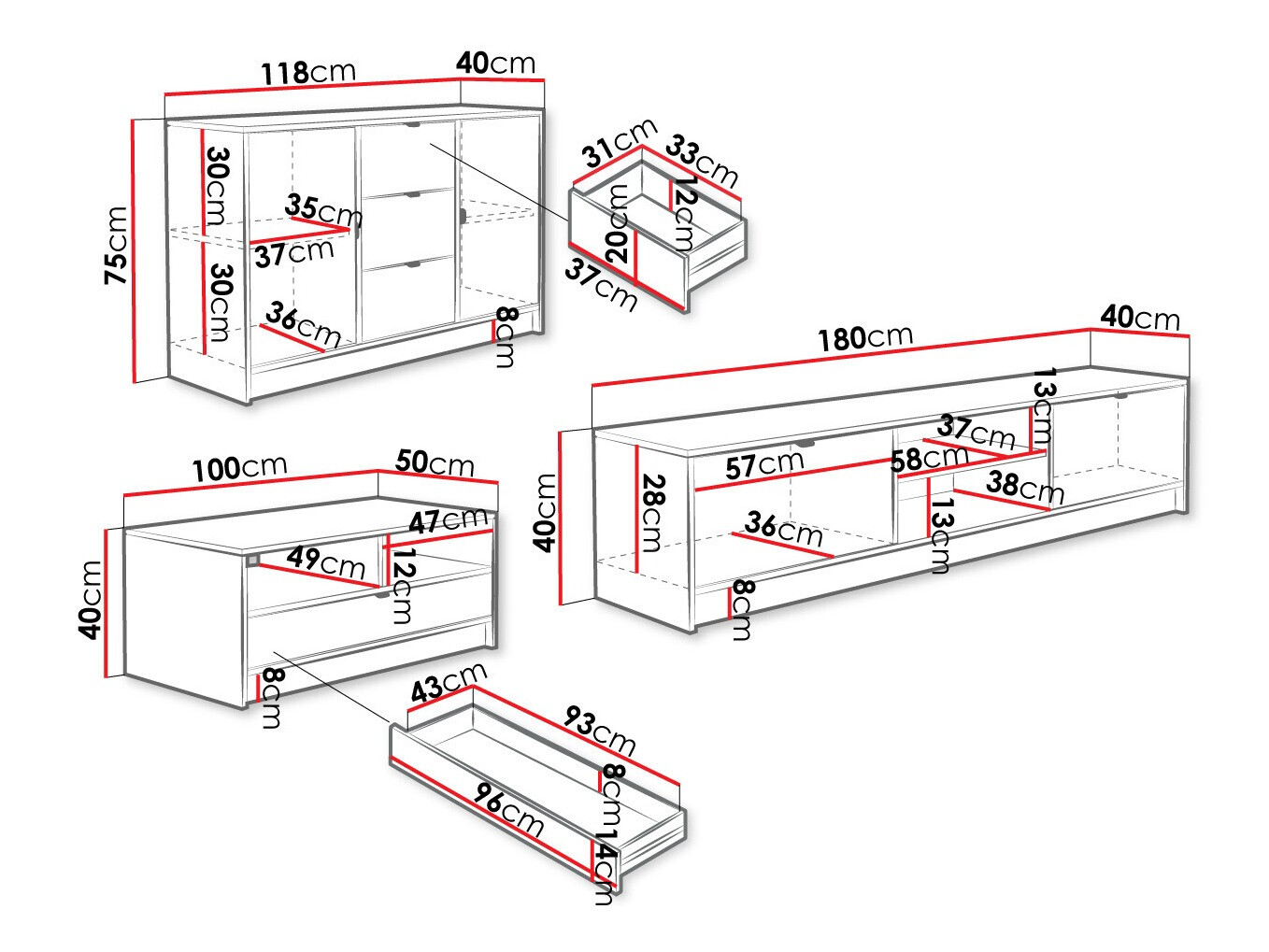 Комплект за хол Comfivo Papilio I (Бял)