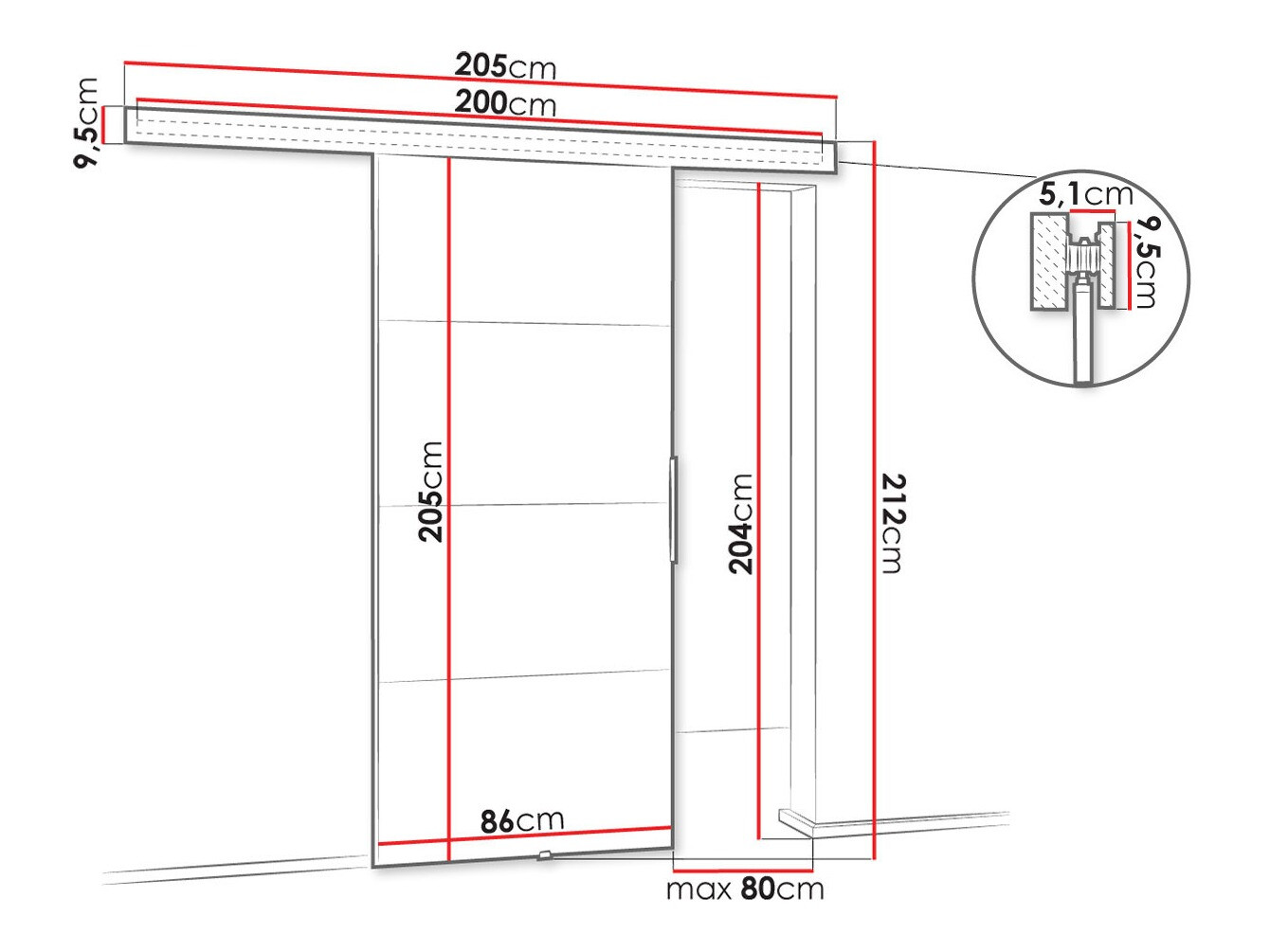 Плъзгаща се врата Dover 144 (Антрацит)