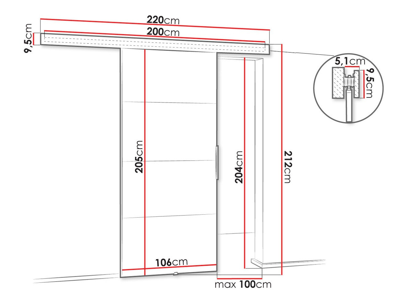 Плъзгаща се врата Dover 146 (Бял)