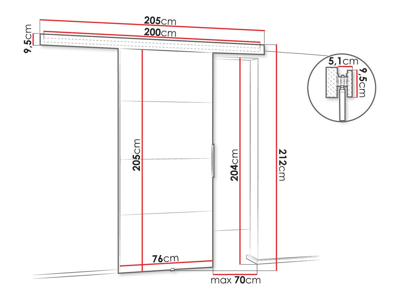 Плъзгаща се врата Dover 216 (Антрацит)