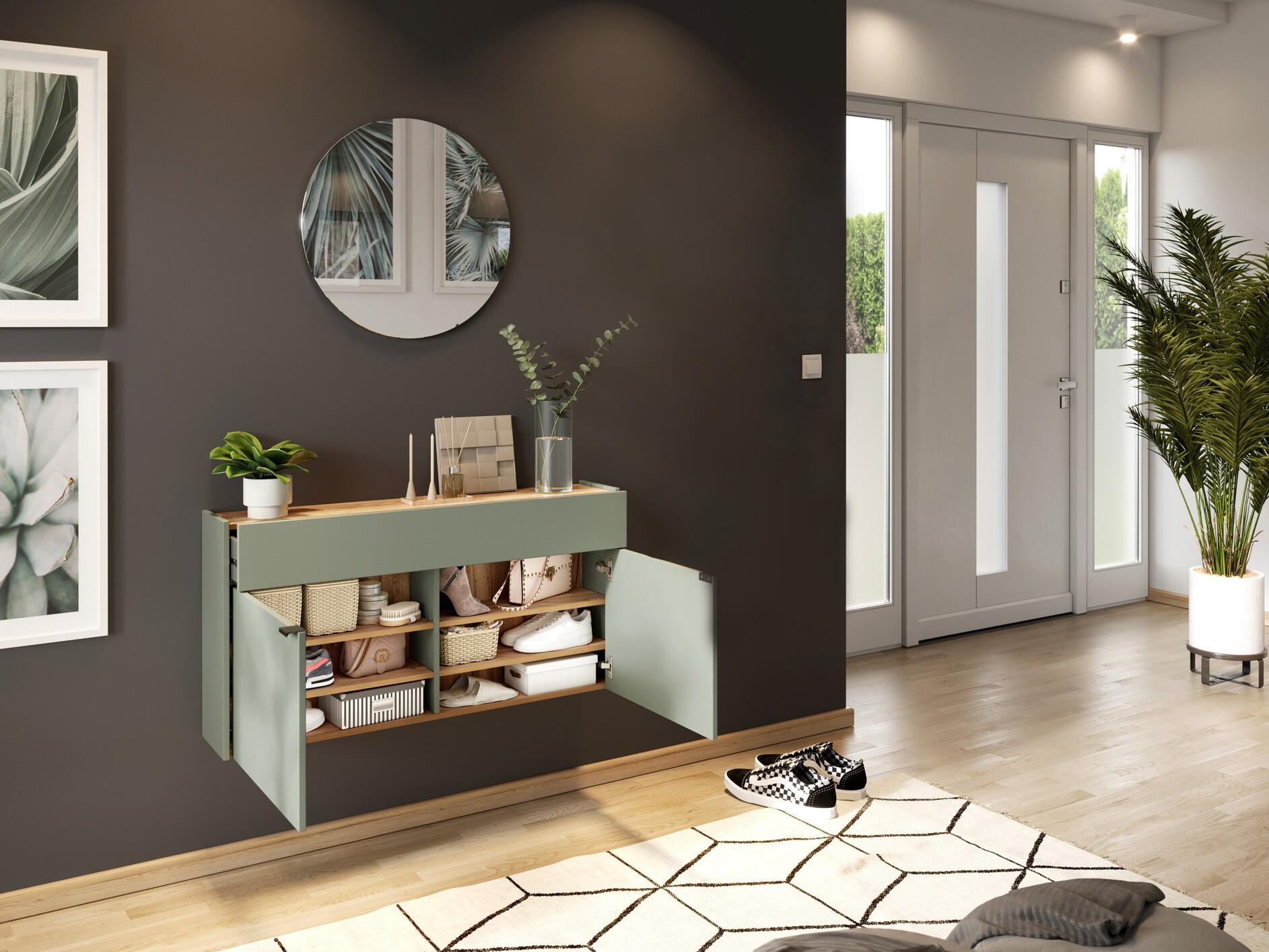 Комплект за антре Cirsale 106 (Пепеливо зелен + Navarra дъб)