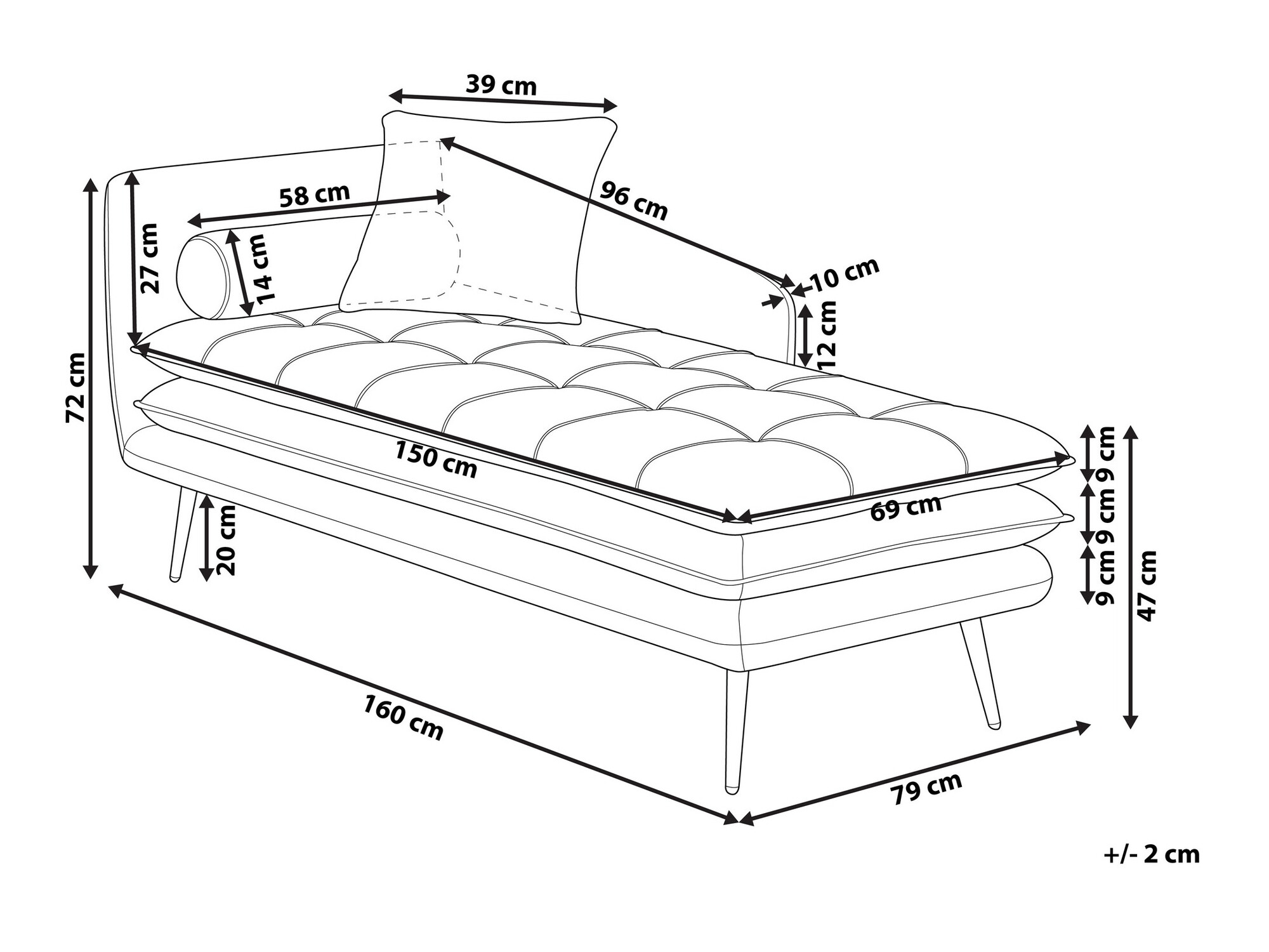 Кушетка Berwyn 1044 (Кафяв + Бял)