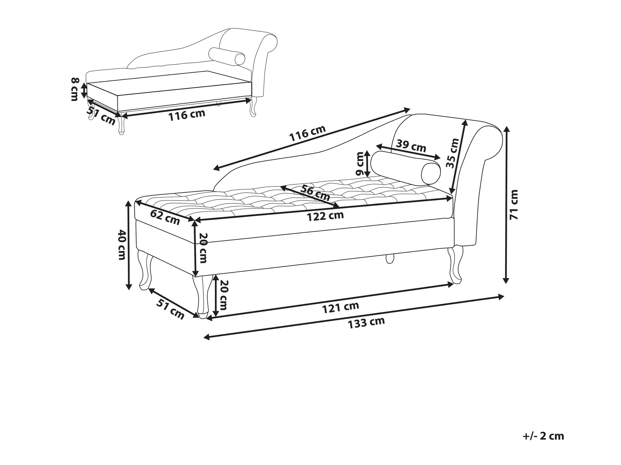 Кушетка Berwyn 1074 (Светло сив)