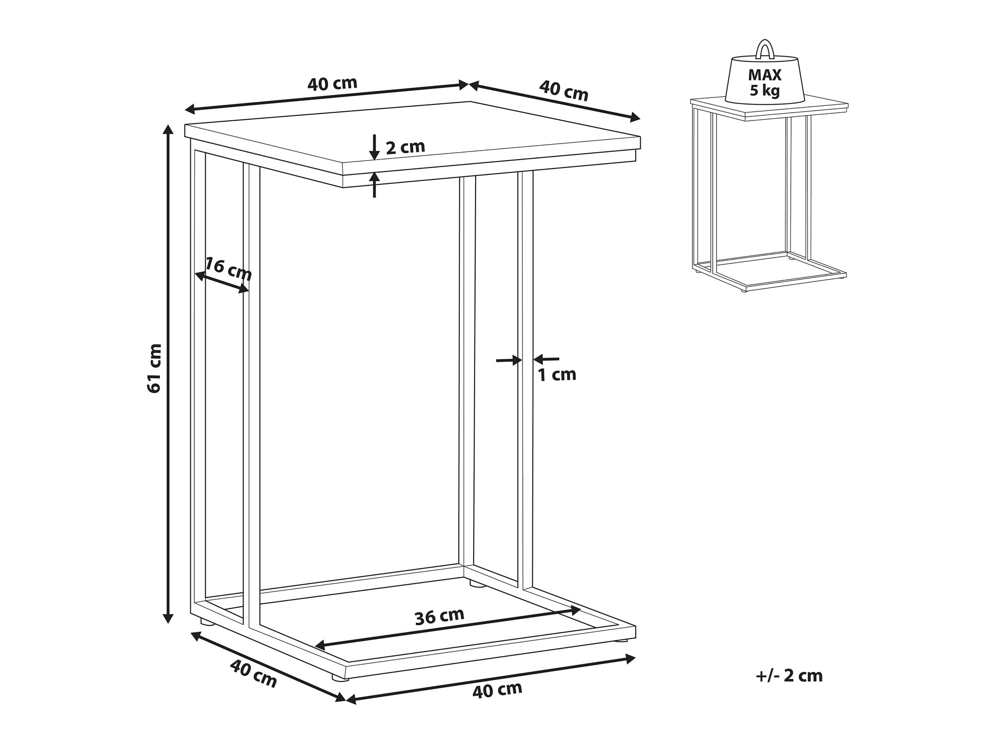 Помощна масичка Berwyn 1077 (Taupe + Черен)