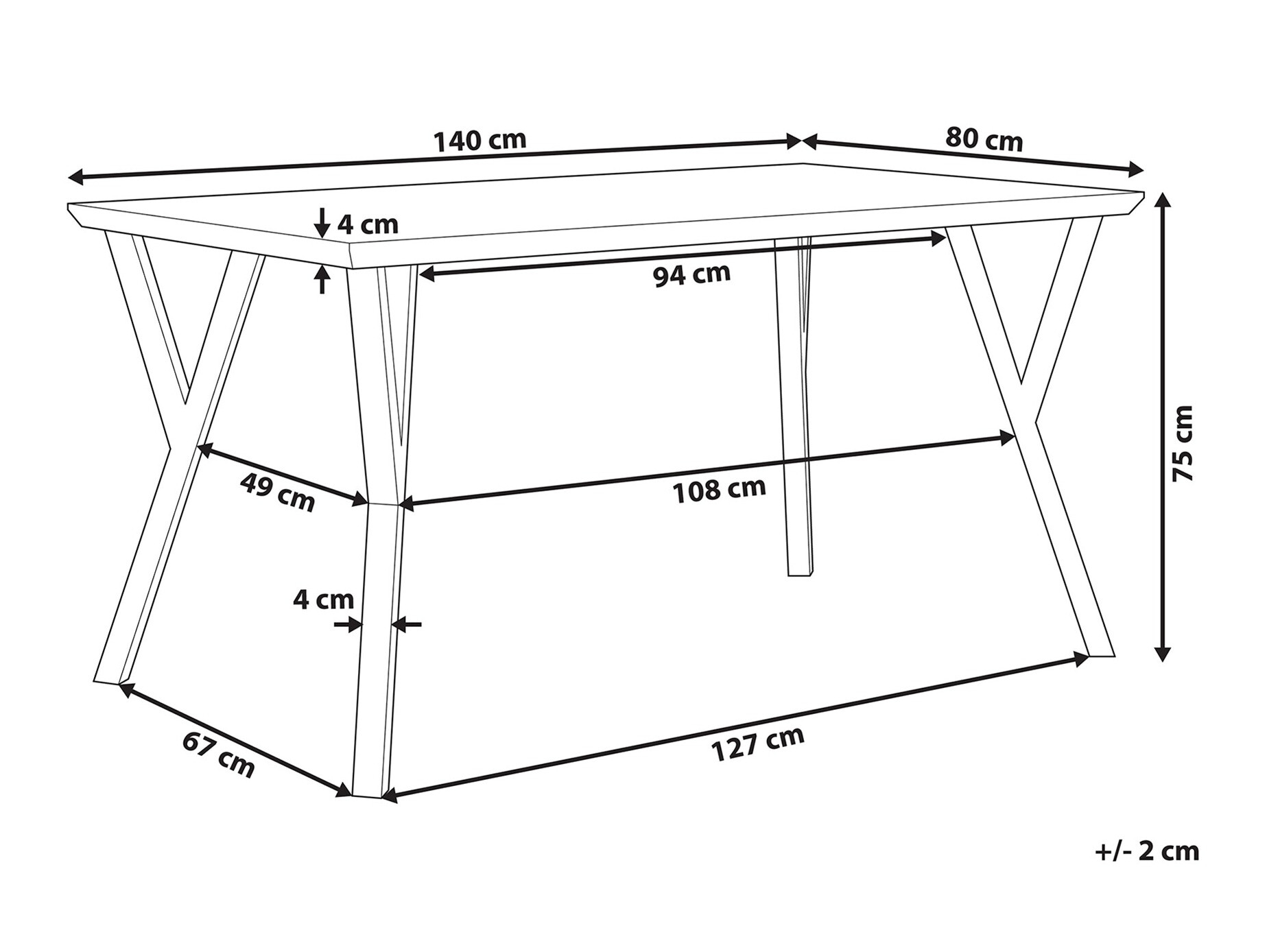 Маса Berwyn 1145 (Черен + Тъмно дърво)