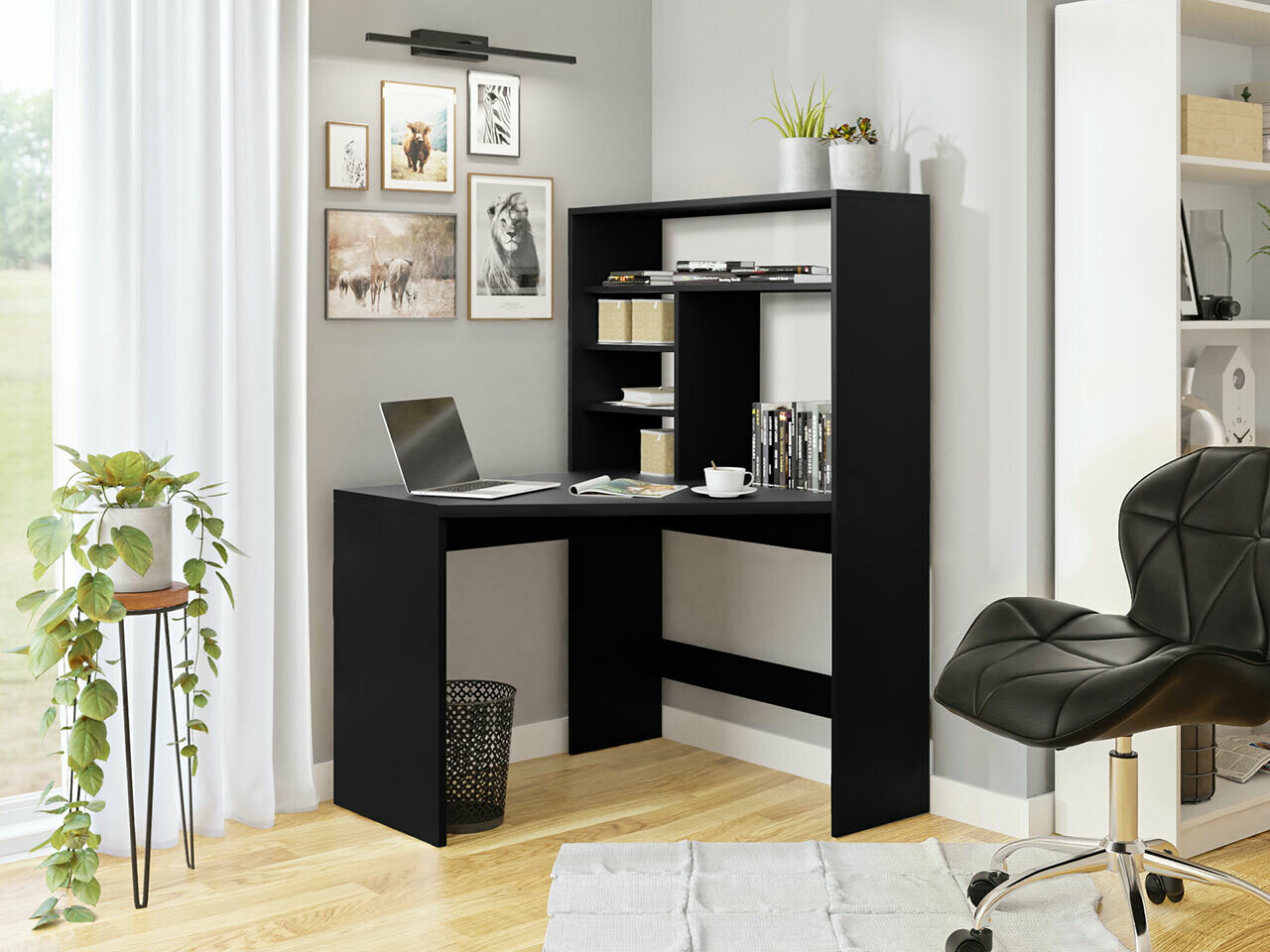 Ъглово офис бюро Claral (Черен)