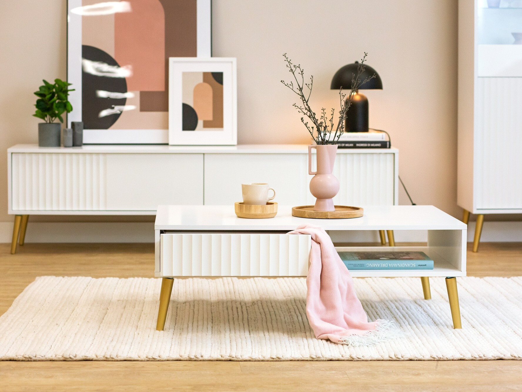 Масичка за кафе Cirferi 103 (Бял + Златно)