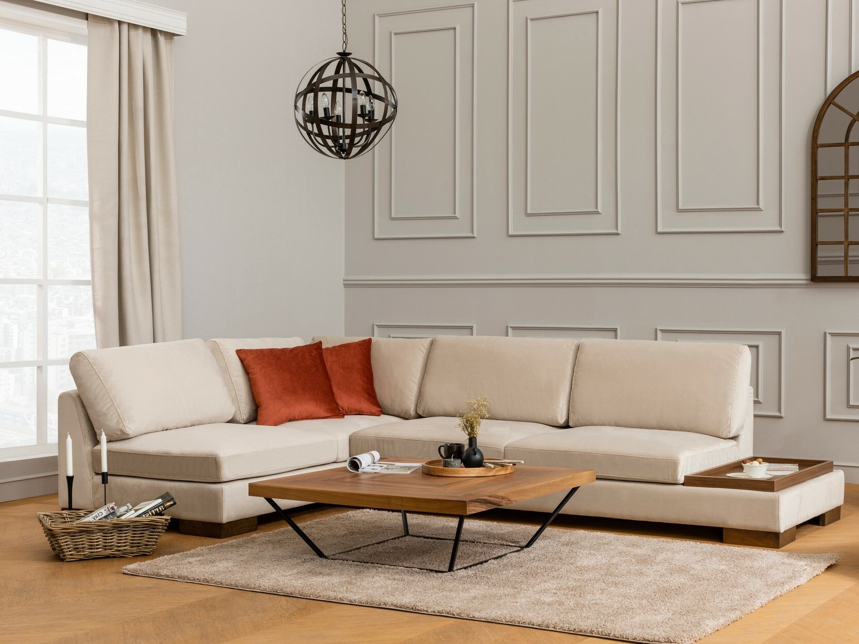 Ъглов диван Altadena 448 (Бежов)