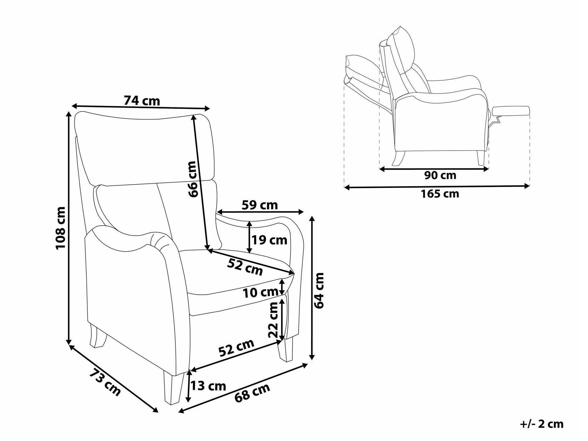 Реклайнер Berwyn 1329 (Черен + Сив)