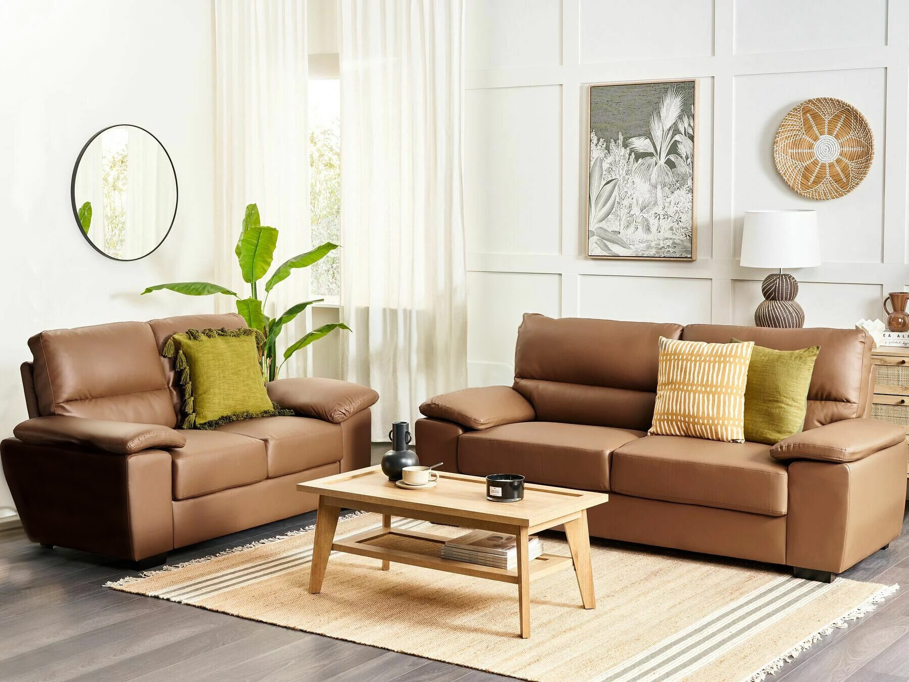 Комплект мека мебел Berwyn 1328 (Кафяв)