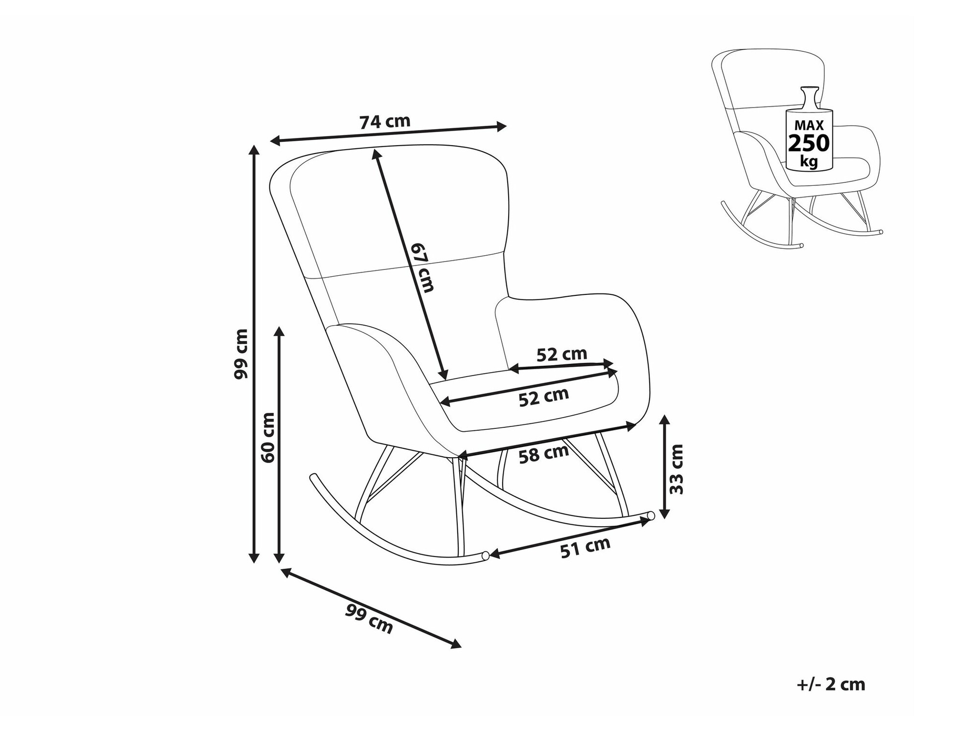 Люлеещ се стол Berwyn 1434 (Бял + Златно)