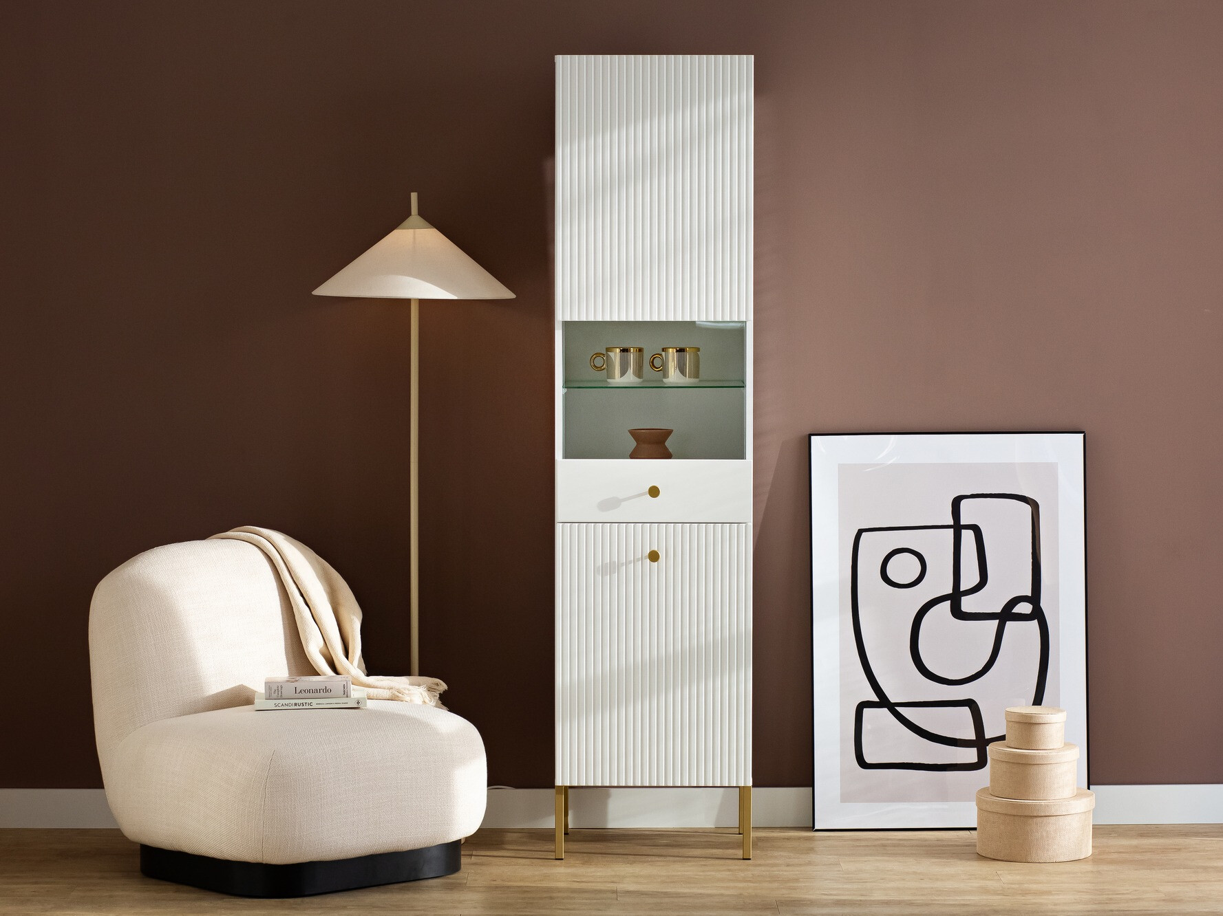 Етажерка Etliva 107 (Бял + Златно)