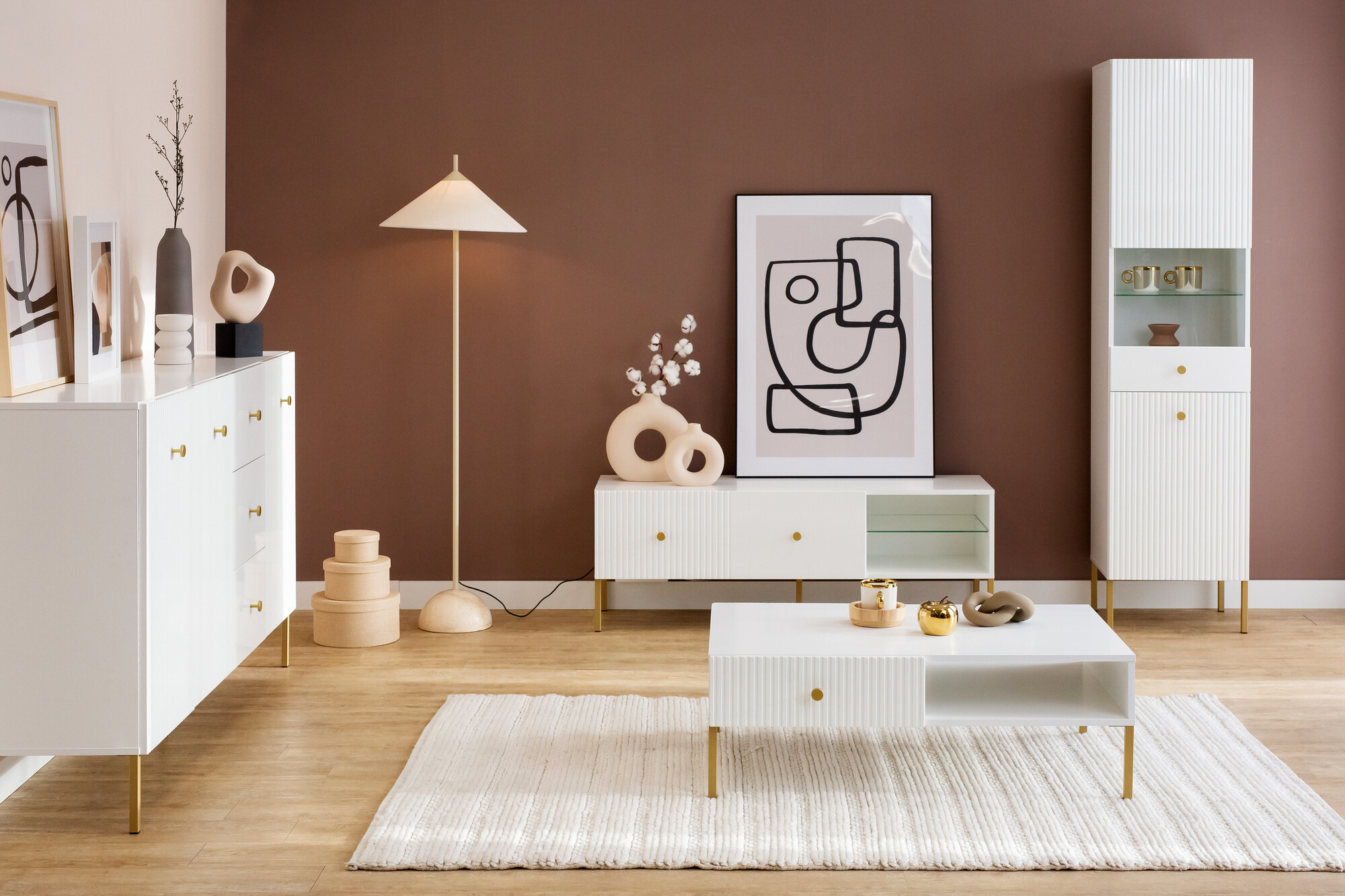 Етажерка Etliva 107 (Бял + Златно)