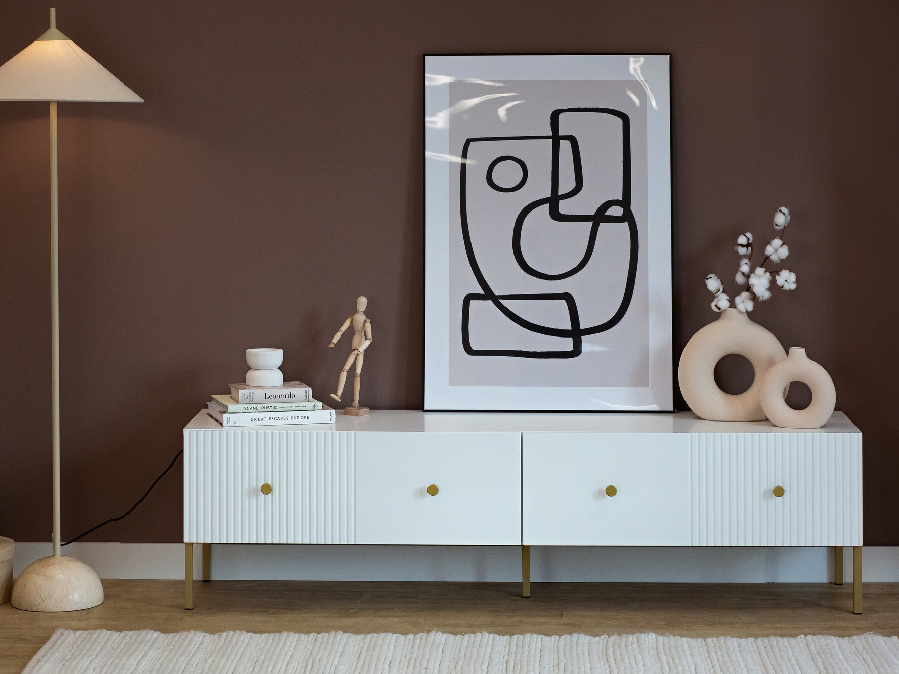 ТВ шкаф Etliva 105 (Бял + Златно)