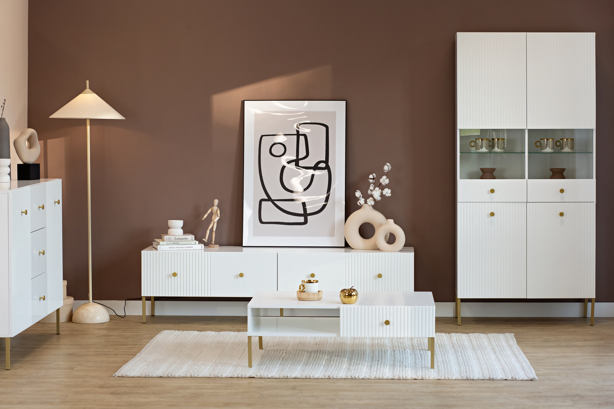 ТВ шкаф Etliva 105 (Бял + Златно)