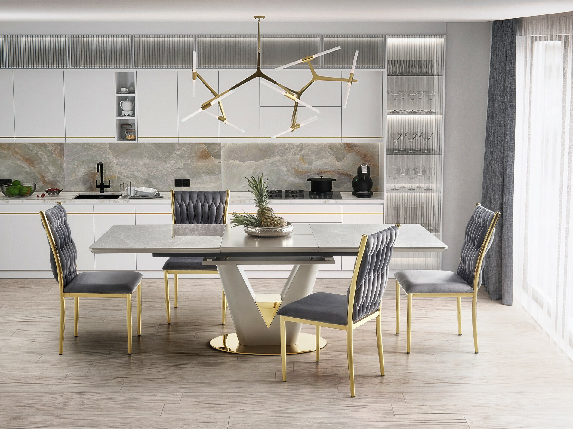 Стол Houston 1139 (Сив + Златно)