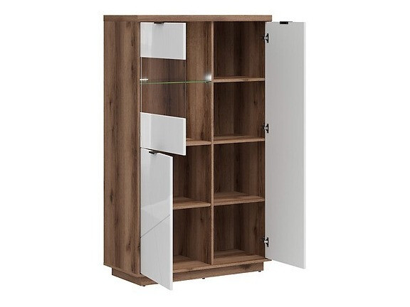 Комплект за хол Fivale 110 (Тъмен деланов дъб + Бял гланц)