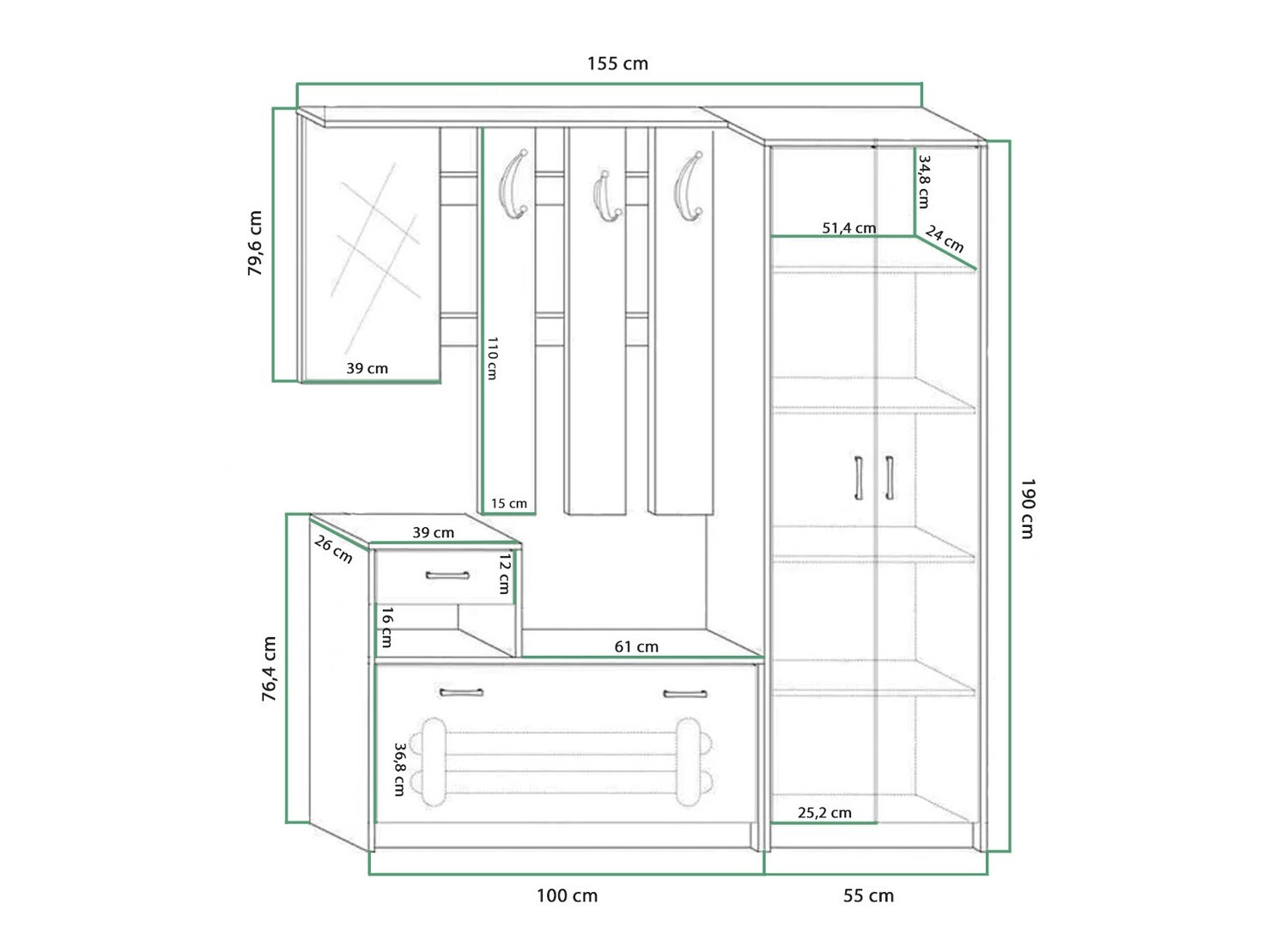 Комплект за антре Gilroy 106 (Сонома дъб + Бял)