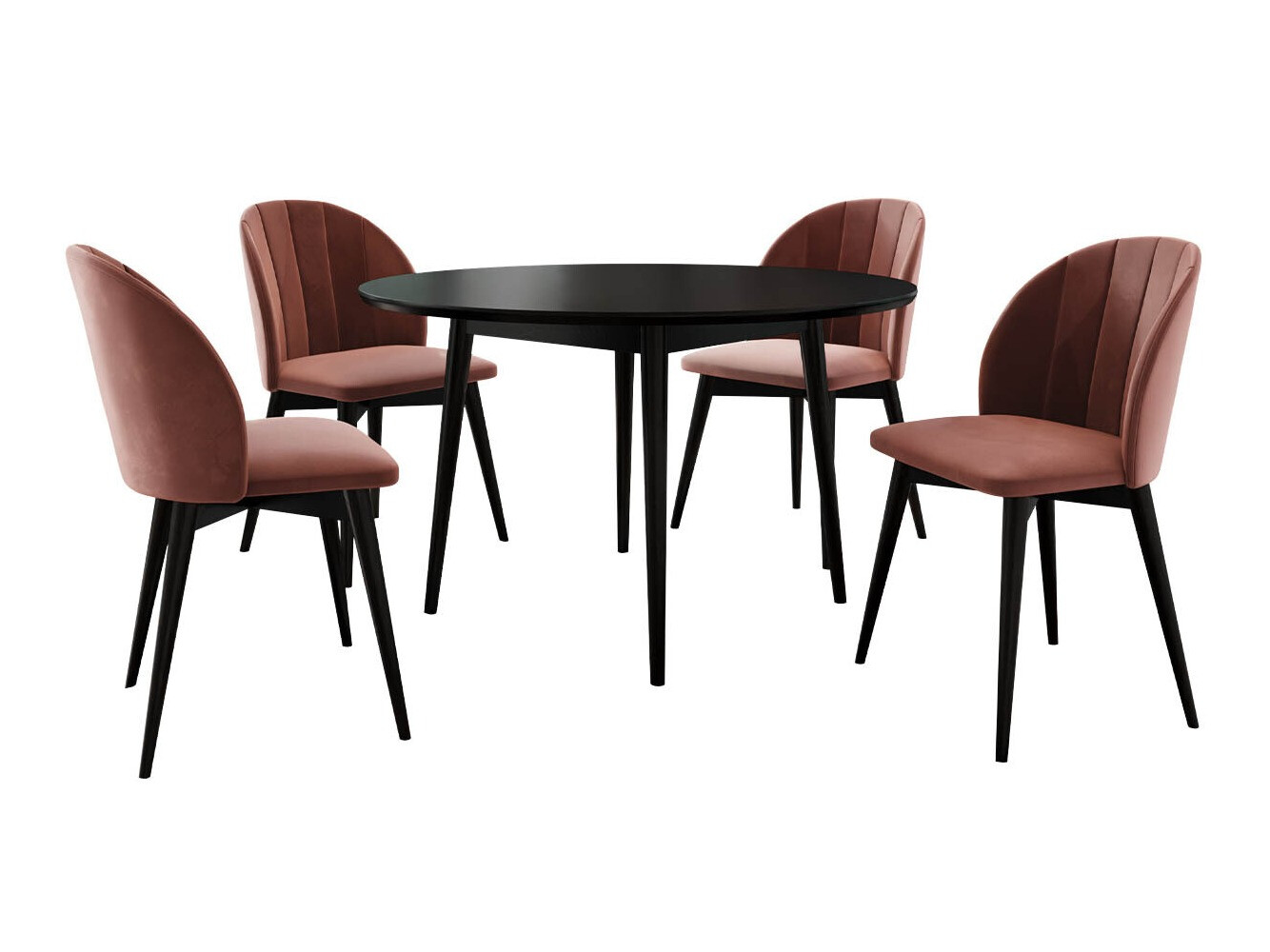 Маса и столове за трапезария Racine 127 (Черен + Magic Velvet 2258)