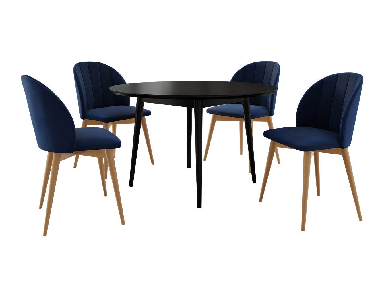 Маса и столове за трапезария Racine 127 (Кафяв + Magic Velvet 2216)